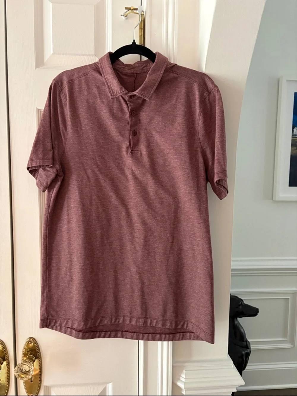 Lululemon Evolution Polo Heathered Smoky Red Purple Medium or Large Slim